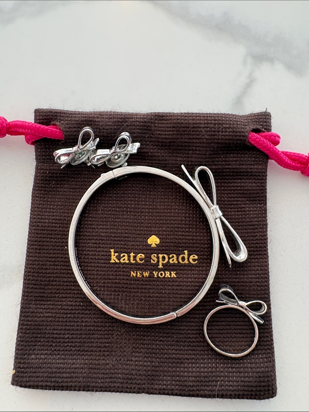 kate spade Silver Bow Bracelet, Ring & Earrings Set